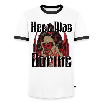 Satan Belzébuth Diable Gothique Pentagramme Mystique - T-shirt contrasté Homme - blanc/noir - Devant - AI Model Female 172 light (172cm) & AI Model Male 178 dark (178cm)