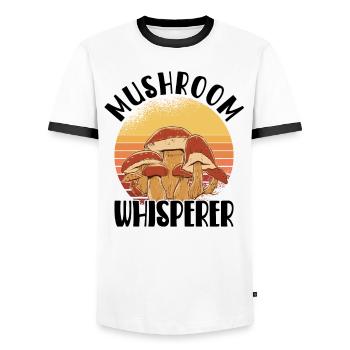 Cueilleur de champignons chasseur de champignons amateur de champignons champignons ferme - T-shirt contrasté Homme - blanc/noir - Devant - AI Model Female 172 light (172cm) & AI Model Male 178 dark (178cm)