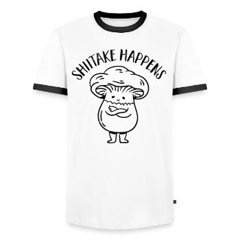 Cueilleur de champignons chasseur de champignons amateur de champignons champignons ferme - T-shirt contrasté Homme - blanc/noir - Devant - AI Model Female 172 light (172cm) & AI Model Male 178 dark (178cm)
