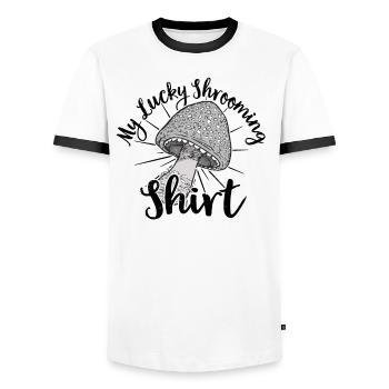 Cueilleur de champignons chasseur de champignons amateur de champignons champignons ferme - T-shirt contrasté Homme - blanc/noir - Devant - AI Model Female 172 light (172cm) & AI Model Male 178 dark (178cm)