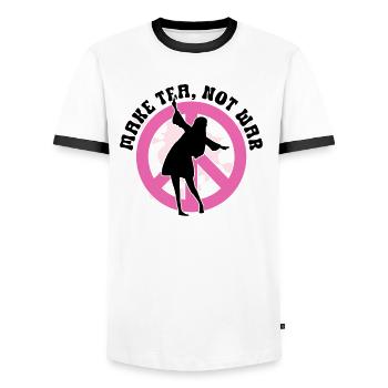 Hippie Peace Zeichen Frieden Blumen Blumenkind - Männer Kontrast-T-Shirt - Weiß/Schwarz - Vorne - AI Model Female 172 light (172cm) & AI Model Male 178 dark (178cm)