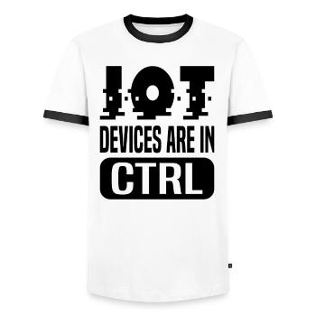 Internet Of Things IOT Programmer Admin IT - Men's Ringer Shirt - white/black - Front - AI Model Female 172 light (172cm) & AI Model Male 178 dark (178cm)