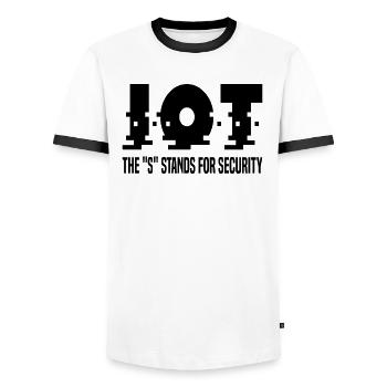 Internet Of Things IOT Programmer Admin IT - Men's Ringer Shirt - white/black - Front - AI Model Female 172 light (172cm) & AI Model Male 178 dark (178cm)
