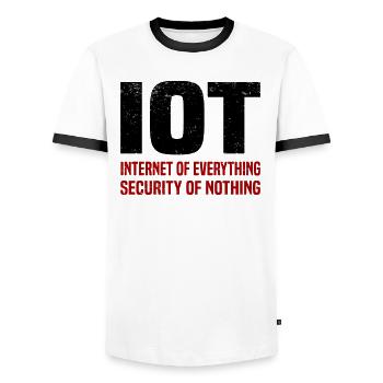 Internet Of Things IOT Programmer Admin IT - Men's Ringer Shirt - white/black - Front - AI Model Female 172 light (172cm) & AI Model Male 178 dark (178cm)
