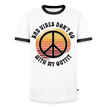 Hippie Peace Zeichen Frieden Blumen Blumenkind - Männer Kontrast-T-Shirt - Weiß/Schwarz - Vorne - AI Model Female 172 light (172cm) & AI Model Male 178 dark (178cm)