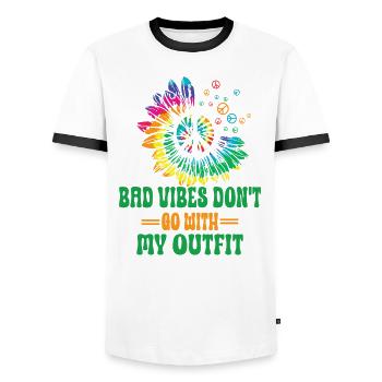 Hippie Peace Zeichen Frieden Blumen Blumenkind - Männer Kontrast-T-Shirt - Weiß/Schwarz - Vorne - AI Model Female 172 light (172cm) & AI Model Male 178 dark (178cm)