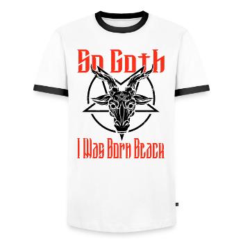 Satan Beelzebub Teufel Gothic Pentagram Mystisch - Männer Kontrast-T-Shirt - Weiß/Schwarz - Vorne - AI Model Female 172 light (172cm) & AI Model Male 178 dark (178cm)