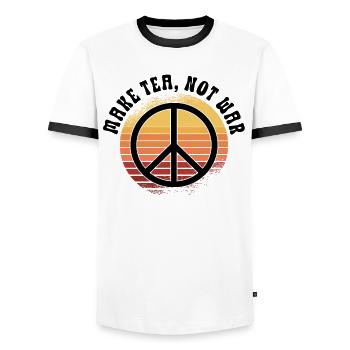 Hippie Peace Sign Peace Flowers Flower Child - Men's Ringer Shirt - white/black - Front - AI Model Female 172 light (172cm) & AI Model Male 178 dark (178cm)