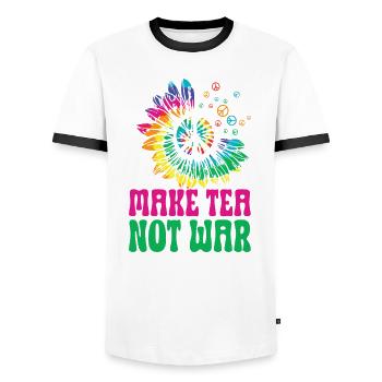 Hippie Peace Zeichen Frieden Blumen Blumenkind - Männer Kontrast-T-Shirt - Weiß/Schwarz - Vorne - AI Model Female 172 light (172cm) & AI Model Male 178 dark (178cm)
