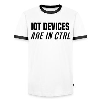 Internet Of Things IOT Programmer Admin IT - Men's Ringer Shirt - white/black - Front - AI Model Female 172 light (172cm) & AI Model Male 178 dark (178cm)