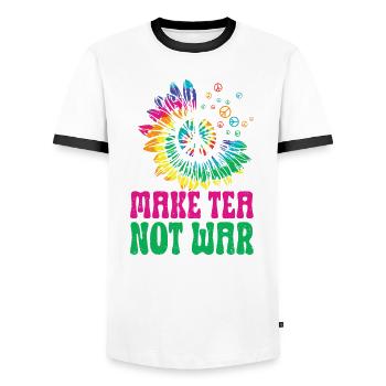 Hippie Peace Sign Peace Flowers Flower Child - Men's Ringer Shirt - white/black - Front - AI Model Female 172 light (172cm) & AI Model Male 178 dark (178cm)