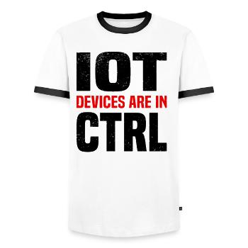 Internet Of Things IOT Programmer Admin IT - Men's Ringer Shirt - white/black - Front - AI Model Female 172 light (172cm) & AI Model Male 178 dark (178cm)