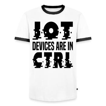Internet Of Things IOT Programmer Admin IT - Men's Ringer Shirt - white/black - Front - AI Model Female 172 light (172cm) & AI Model Male 178 dark (178cm)