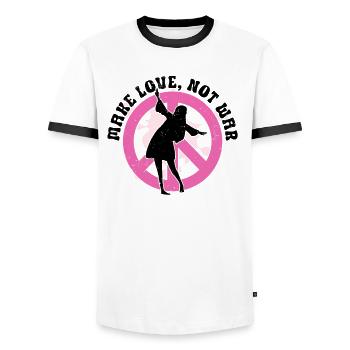Hippie Peace Zeichen Frieden Blumen Blumenkind - Männer Kontrast-T-Shirt - Weiß/Schwarz - Vorne - AI Model Female 172 light (172cm) & AI Model Male 178 dark (178cm)