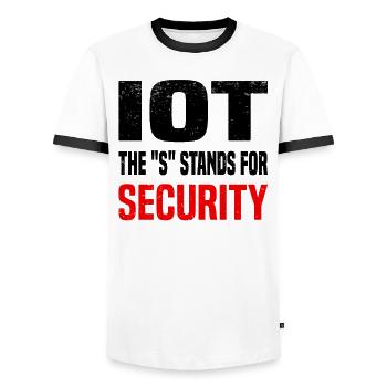 Internet Of Things IOT Programmer Admin IT - Men's Ringer Shirt - white/black - Front - AI Model Female 172 light (172cm) & AI Model Male 178 dark (178cm)