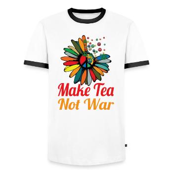 Hippie Peace Zeichen Frieden Blumen Blumenkind - Männer Kontrast-T-Shirt - Weiß/Schwarz - Vorne - AI Model Female 172 light (172cm) & AI Model Male 178 dark (178cm)