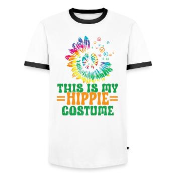 Hippie Peace Zeichen Frieden Blumen Blumenkind - Männer Kontrast-T-Shirt - Weiß/Schwarz - Vorne - AI Model Female 172 light (172cm) & AI Model Male 178 dark (178cm)