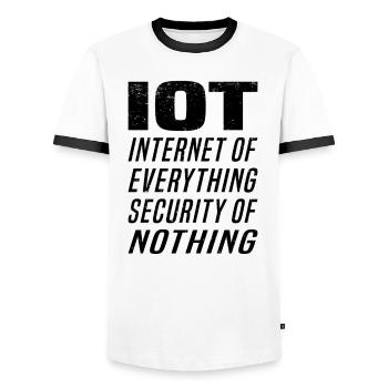 Internet Of Things IOT Programmer Admin IT - Men's Ringer Shirt - white/black - Front - AI Model Female 172 light (172cm) & AI Model Male 178 dark (178cm)