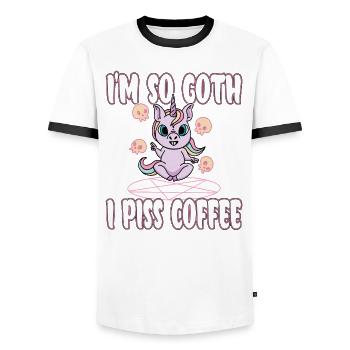 Satan Belzébuth Diable Gothique Pentagramme Mystique - T-shirt contrasté Homme - blanc/noir - Devant - AI Model Female 172 light (172cm) & AI Model Male 178 dark (178cm)