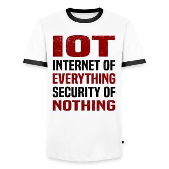 Internet Of Things IOT Programmer Admin IT - Men's Ringer Shirt - white/black - Front - AI Model Female 172 light (172cm) & AI Model Male 178 dark (178cm)
