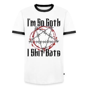 Satan Belzébuth Diable Gothique Pentagramme Mystique - T-shirt contrasté Homme - blanc/noir - Devant - AI Model Female 172 light (172cm) & AI Model Male 178 dark (178cm)
