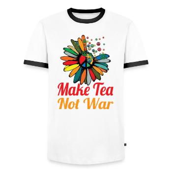 Hippie Peace Zeichen Frieden Blumen Blumenkind - Männer Kontrast-T-Shirt - Weiß/Schwarz - Vorne - AI Model Female 172 light (172cm) & AI Model Male 178 dark (178cm)