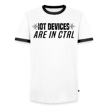 Internet Of Things IOT Programmer Admin IT - Men's Ringer Shirt - white/black - Front - AI Model Female 172 light (172cm) & AI Model Male 178 dark (178cm)