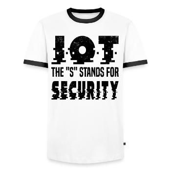 Internet Of Things IOT Programmer Admin IT - Men's Ringer Shirt - white/black - Front - AI Model Female 172 light (172cm) & AI Model Male 178 dark (178cm)
