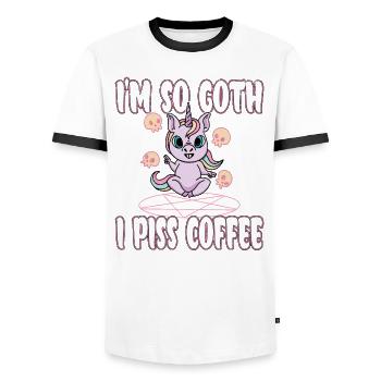Satan Belzébuth Diable Gothique Pentagramme Mystique - T-shirt contrasté Homme - blanc/noir - Devant - AI Model Female 172 light (172cm) & AI Model Male 178 dark (178cm)