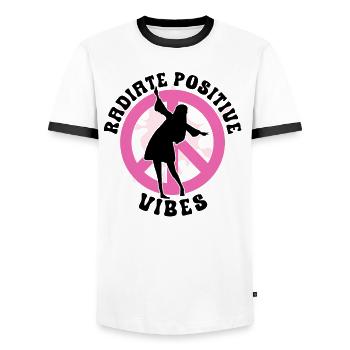 Hippie Peace Zeichen Frieden Blumen Blumenkind - Männer Kontrast-T-Shirt - Weiß/Schwarz - Vorne - AI Model Female 172 light (172cm) & AI Model Male 178 dark (178cm)
