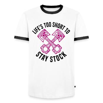 Muscel Car V8 Turbocompresseur Tuning Racing Car - T-shirt contrasté Homme - blanc/noir - Devant - AI Model Female 172 light (172cm) & AI Model Male 178 dark (178cm)