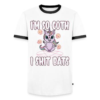 Satan Belzébuth Diable Gothique Pentagramme Mystique - T-shirt contrasté Homme - blanc/noir - Devant - AI Model Female 172 light (172cm) & AI Model Male 178 dark (178cm)