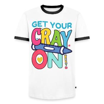 Primary School Teacher Kindergarten Educator - Men's Ringer Shirt - white/black - Front - AI Model Female 172 light (172cm) & AI Model Male 178 dark (178cm)