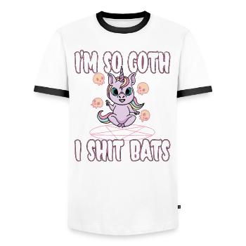 Satan Belzébuth Diable Gothique Pentagramme Mystique - T-shirt contrasté Homme - blanc/noir - Devant - AI Model Female 172 light (172cm) & AI Model Male 178 dark (178cm)