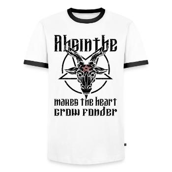 Satan Belzébuth Diable Gothique Pentagramme Mystique - T-shirt contrasté Homme - blanc/noir - Devant - AI Model Female 172 light (172cm) & AI Model Male 178 dark (178cm)
