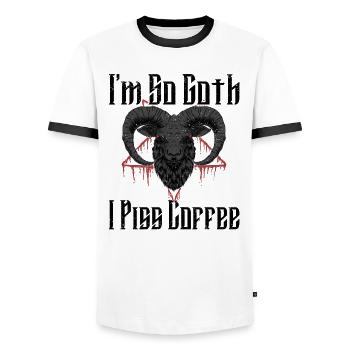 Satan Beelzebub Devil Gothic Pentagram Mystical - Men's Ringer Shirt - white/black - Front - AI Model Female 172 light (172cm) & AI Model Male 178 dark (178cm)