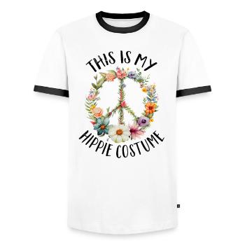 Hippie Peace Zeichen Frieden Blumen Blumenkind - Männer Kontrast-T-Shirt - Weiß/Schwarz - Vorne - AI Model Female 172 light (172cm) & AI Model Male 178 dark (178cm)