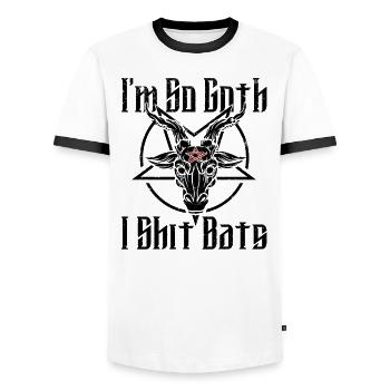 Satan Beelzebub Devil Gothic Pentagram Mystical - Men's Ringer Shirt - white/black - Front - AI Model Female 172 light (172cm) & AI Model Male 178 dark (178cm)