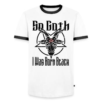 Satan Belzébuth Diable Gothique Pentagramme Mystique - T-shirt contrasté Homme - blanc/noir - Devant - AI Model Female 172 light (172cm) & AI Model Male 178 dark (178cm)