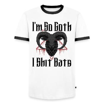 Satan Belzébuth Diable Gothique Pentagramme Mystique - T-shirt contrasté Homme - blanc/noir - Devant - AI Model Female 172 light (172cm) & AI Model Male 178 dark (178cm)