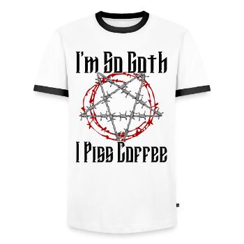 Satan Beelzebub Devil Gothic Pentagram Mystical - Men's Ringer Shirt - white/black - Front - AI Model Female 172 light (172cm) & AI Model Male 178 dark (178cm)