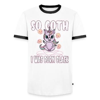 Satan Beelzebub Teufel Gothic Pentagram Mystisch - Männer Kontrast-T-Shirt - Weiß/Schwarz - Vorne - AI Model Female 172 light (172cm) & AI Model Male 178 dark (178cm)