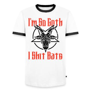 Satan Belzébuth Diable Gothique Pentagramme Mystique - T-shirt contrasté Homme - blanc/noir - Devant - AI Model Female 172 light (172cm) & AI Model Male 178 dark (178cm)