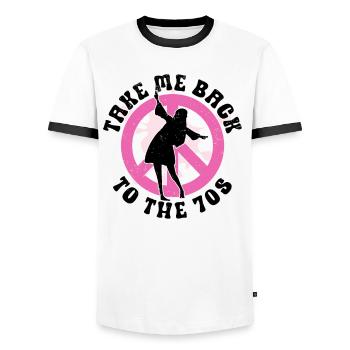 Hippie Peace Zeichen Frieden Blumen Blumenkind - Männer Kontrast-T-Shirt - Weiß/Schwarz - Vorne - AI Model Female 172 light (172cm) & AI Model Male 178 dark (178cm)