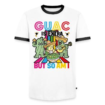 Avocado Guacamole Mexikanisch Mexiko Latino - Männer Kontrast-T-Shirt - Weiß/Schwarz - Vorne - AI Model Female 172 light (172cm) & AI Model Male 178 dark (178cm)