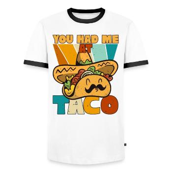 Taco Somberero Mexikanisch Mexiko Latino - Männer Kontrast-T-Shirt - Weiß/Schwarz - Vorne - AI Model Female 172 light (172cm) & AI Model Male 178 dark (178cm)