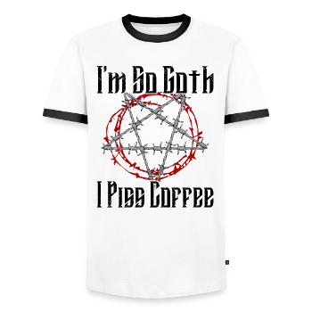 Satan Belzébuth Diable Gothique Pentagramme Mystique - T-shirt contrasté Homme - blanc/noir - Devant - AI Model Female 172 light (172cm) & AI Model Male 178 dark (178cm)