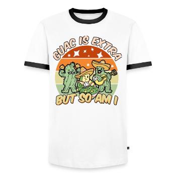 Avocado Guacamole Mexikanisch Mexiko Latino - Männer Kontrast-T-Shirt - Weiß/Schwarz - Vorne - AI Model Female 172 light (172cm) & AI Model Male 178 dark (178cm)