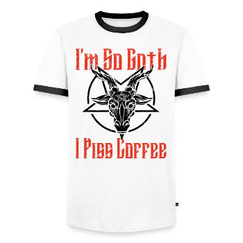 Satan Belzébuth Diable Gothique Pentagramme Mystique - T-shirt contrasté Homme - blanc/noir - Devant - AI Model Female 172 light (172cm) & AI Model Male 178 dark (178cm)