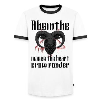 Satan Belzébuth Diable Gothique Pentagramme Mystique - T-shirt contrasté Homme - blanc/noir - Devant - AI Model Female 172 light (172cm) & AI Model Male 178 dark (178cm)